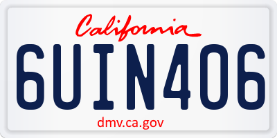 CA license plate 6UIN406