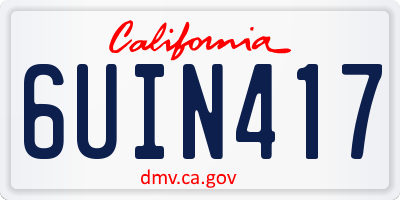 CA license plate 6UIN417