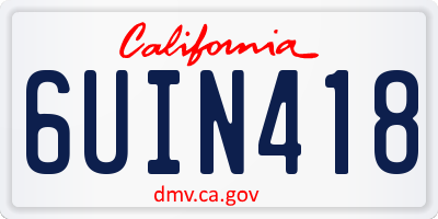 CA license plate 6UIN418