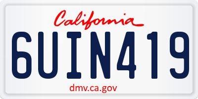 CA license plate 6UIN419