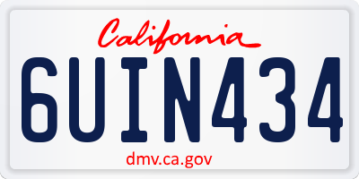 CA license plate 6UIN434