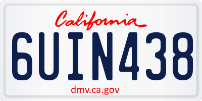 CA license plate 6UIN438
