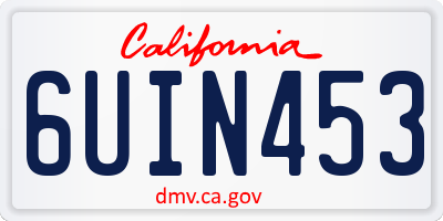 CA license plate 6UIN453