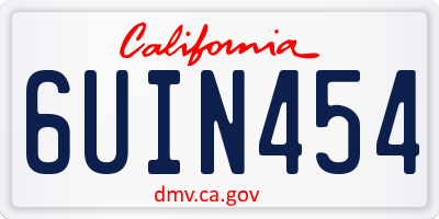 CA license plate 6UIN454
