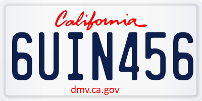 CA license plate 6UIN456