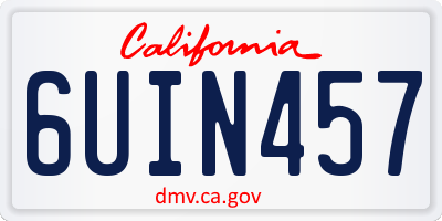 CA license plate 6UIN457