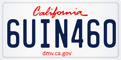 CA license plate 6UIN460