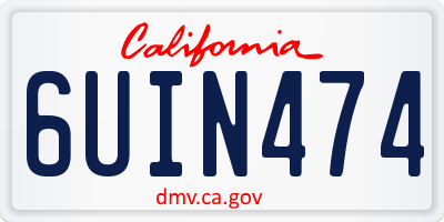 CA license plate 6UIN474