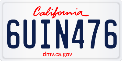 CA license plate 6UIN476
