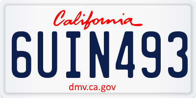 CA license plate 6UIN493