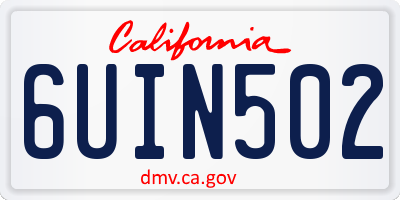 CA license plate 6UIN502