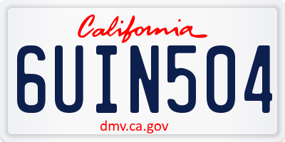 CA license plate 6UIN504