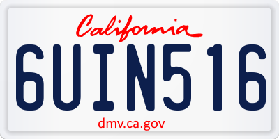 CA license plate 6UIN516