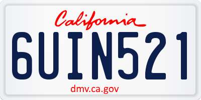 CA license plate 6UIN521