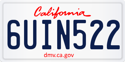CA license plate 6UIN522