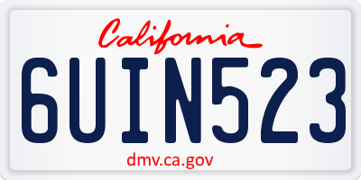 CA license plate 6UIN523