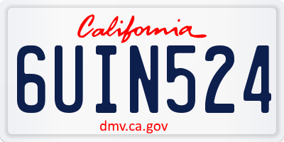 CA license plate 6UIN524