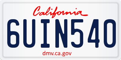 CA license plate 6UIN540