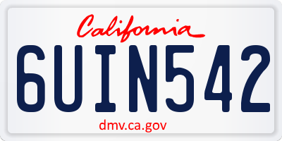 CA license plate 6UIN542