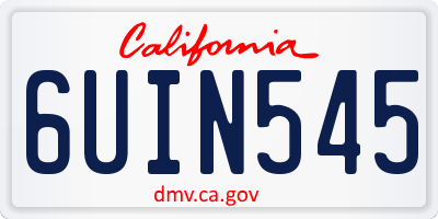 CA license plate 6UIN545