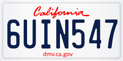 CA license plate 6UIN547