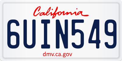 CA license plate 6UIN549