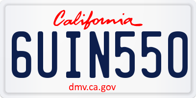 CA license plate 6UIN550