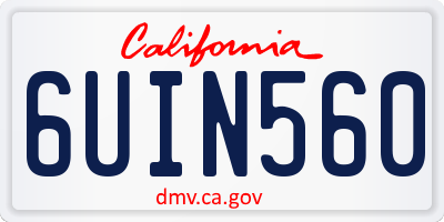 CA license plate 6UIN560
