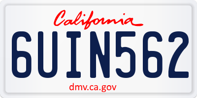 CA license plate 6UIN562