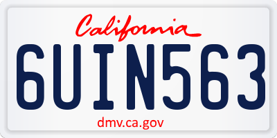 CA license plate 6UIN563