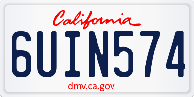 CA license plate 6UIN574