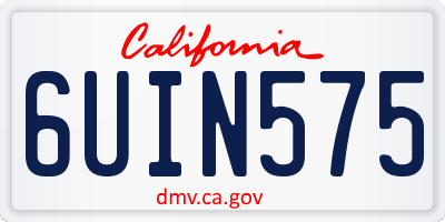 CA license plate 6UIN575