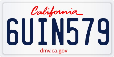 CA license plate 6UIN579