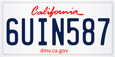 CA license plate 6UIN587