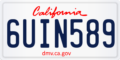 CA license plate 6UIN589