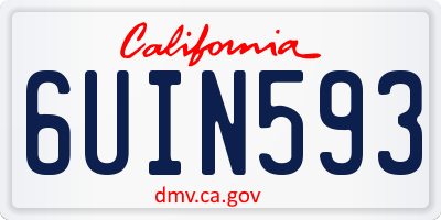CA license plate 6UIN593