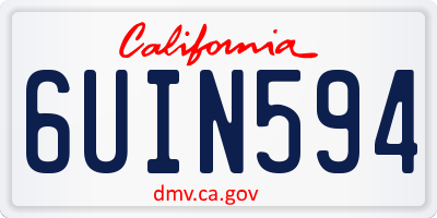 CA license plate 6UIN594