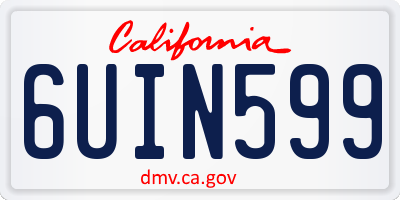 CA license plate 6UIN599