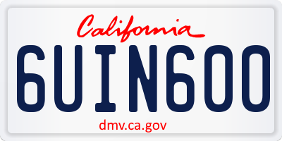 CA license plate 6UIN600