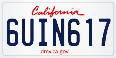 CA license plate 6UIN617