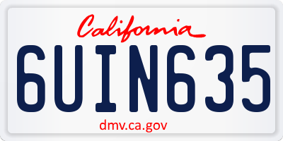 CA license plate 6UIN635