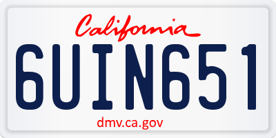 CA license plate 6UIN651