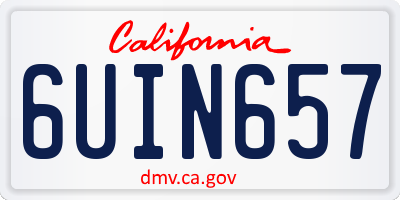 CA license plate 6UIN657