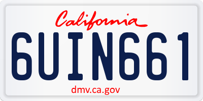 CA license plate 6UIN661
