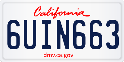 CA license plate 6UIN663