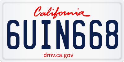 CA license plate 6UIN668