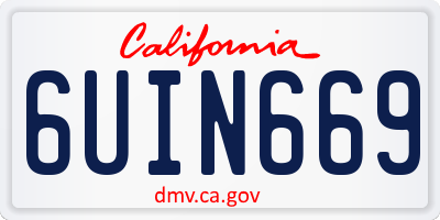 CA license plate 6UIN669