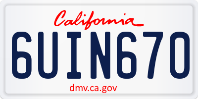 CA license plate 6UIN670