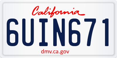CA license plate 6UIN671