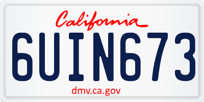 CA license plate 6UIN673
